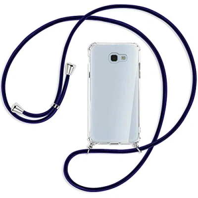 Abbildung von mtb more energy® Handykette kompatibel mit Samsung Galaxy A5 2017 (SM A520, 5.2&#039;&#039;) Blue Line Smartphone Hülle zum Umhängen Anti Shock Full TPU Case