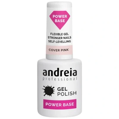 Abbildung von Andreia Professional Nude Gel Nagellack Power Base Hochviskose Basis für stärkere Nägel Aufbau Basisgel kleine Nagelverlängerungen Vegan Farbe Abdeckrosa 10,5 ml