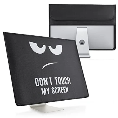 Abbildung von kwmobile Hülle kompatibel mit 20 22&quot; Monitor 2 Fächern auf Rückseite Schutzhülle Don&#039;t Touch My Screen Weiß Schwarz