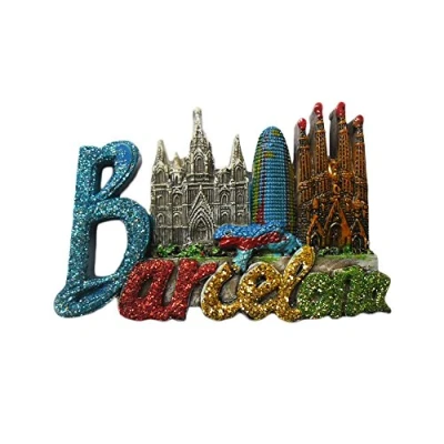 Abbildung von Kühlschrankmagnet, Motiv: Barcelona, Spanien, 3D Souvenirs, Buchstaben, Kunstharz, Heim und Küchendekoration