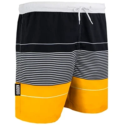 Abbildung von GUGGEN Mountain Badehose für Herren Schnelltrocknende Badeshorts 880 mit Kordelzug Beachshorts Boardshorts Schwimmhose Männer gestreift Farbe Gelb XXL