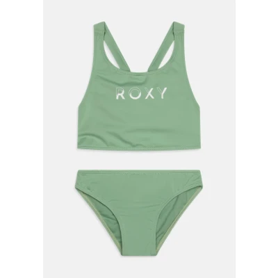Abbildung von Roxy Solid Active CROP Bikini für Kinder, Größe: 164, Basil