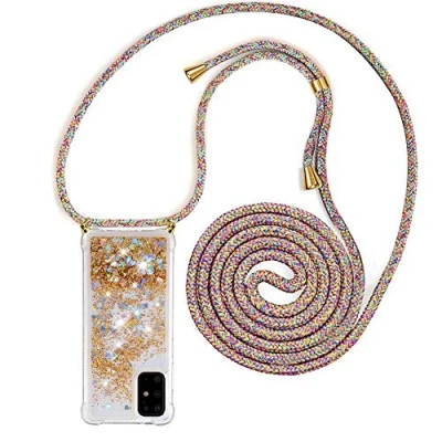 Abbildung von YuhooTech Handykette Hülle Kompatibel mit Samsung Galaxy S20 Plus Quicksand Glitzer Band Silikon Handyhülle Kordel Umhängenband Schnur Treibsand Case zum Umhängen