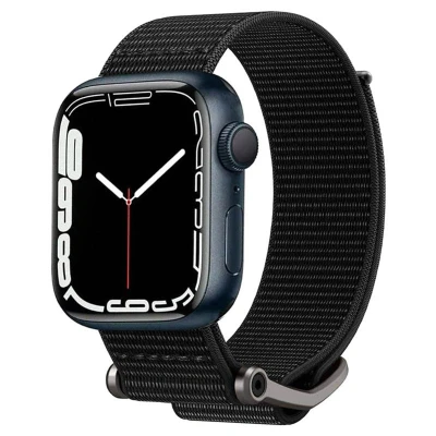 Abbildung von Spigen AMP02465, Uhrenarmband, Apple, Apple Watch Series 7 (45mm), SE / 6 5 4 (44mm), 3 2 /..., Nylon, Metall, Silber