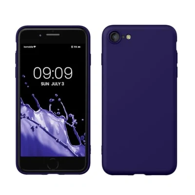 Abbildung von kwmobile Hülle kompatibel mit Apple iPhone SE (2022) / (2020) 8 7 gummierte TPU Silikon Handyhülle Schutzhülle für kabelloses Laden Case in Velvet Blue