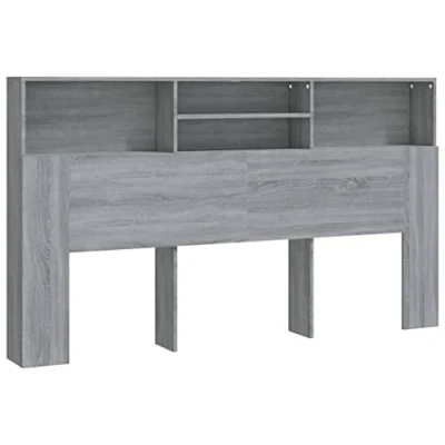 Abbildung von vidaXL Kopfteil mit Ablagen Regal Wand Bücherregal Betthaupt Bettkopfteil Schlafzimmer Grau Sonoma 180x19x103,5cm