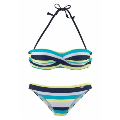 Abbildung von Venice Beach Bandeau SET Bikini, Damen, Größe: 42xB, Marine/gelb/gestreift