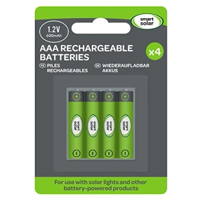 Abbildung von 4 Stück wiederaufladbare Akkus, Ni Mh, AAA, 600 mAh, 1,2 V, für Solar Produkte