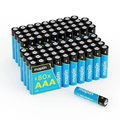 Abbildung von Maplin 80 x AAA LR03 1,5 V Alkaline Batterien (Triple A) 10 Jahre Haltbarkeit hohe Leistung