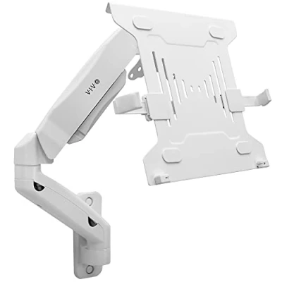 Abbildung von VIVO Mount V001GLW Laptop Wandhalterung, höhenverstellbar, pneumatisch, verlängerter Arm, voll bewegliche Notebookablage, passend für 25,4 bis 39,6 cm (10 15,6 Zoll) Bildschirm, Weiß