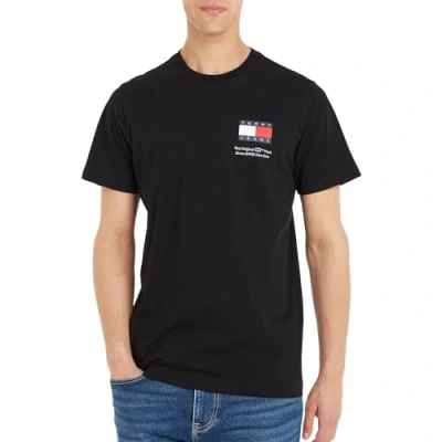 Abbildung von Tommy Jeans SLIM Essential FLAG TEE Tshirt print, Herren, Größe: XS, Black