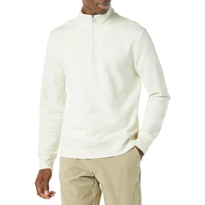 Abbildung von Amazon Essentials Herren Fleece Sweatshirt mit Langen Ärmeln und Viertel Reißverschluss, Gebrochenes Weiß, XXL