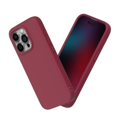 Abbildung von RhinoShield Case kompatibel mit [iPhone 15 Pro] SolidSuit Stoßdämpfende &amp; schlanke Schutzhülle Premium Finish 3.5 Meter Fallschutz Bordeauxrot