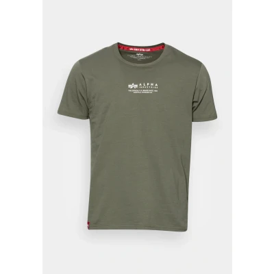 Abbildung von Alpha Industries Wording Tshirt print, Herren, Größe: Large, Dark olive
