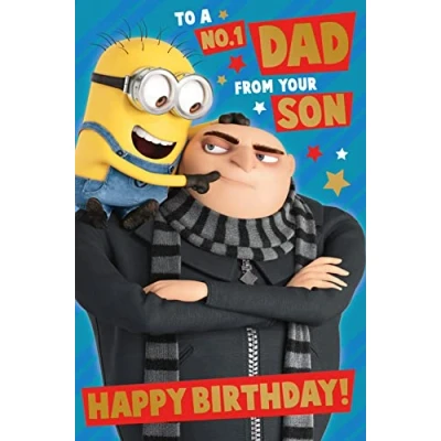 Abbildung von Danilo Cards Geburtstagskarte für Vater, Minions aus Ich Einfach unverbesserlich, mehrfarbig, 22,9 x 15,2 cm