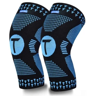 Abbildung von Teylam Kniebandage für Männer/Damen 2er set, Medizinisches knieschoner Meniskusriss, Arthritis, ACL, Kompression bandage knie Volleyball, Yoga, Laufen, Rechts &amp; links Bein tragbar