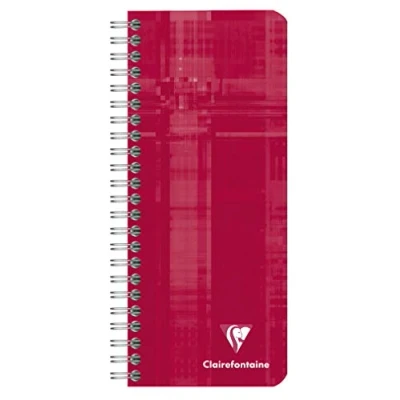 Abbildung von Clairefontaine 8672C Packung mit 5 Notizbücher Spiralbindung, 8,5 x 20 cm, kariert, 90 g, Blatt, farbig sortiert, 1 Pack