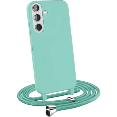 Abbildung von MyGadget Handykette für Samsung Galaxy S24 [ Hülle mit verstellbaren Band ] TPU Handyhülle Handyband zum Umhängen Kordel Schnur Case Schutzhülle Mint
