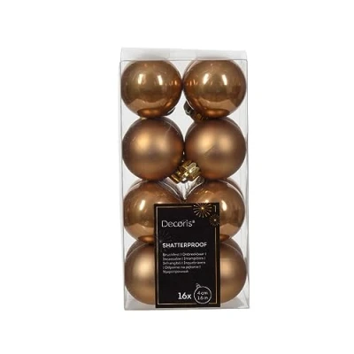 Abbildung von Kaemingk Weihnachtskugeln Kunststoff 4cm x 16 Stück Christbaumkugeln bruchsicher Ingwerbraun Hellbraun Goldbraun karamell karamellbraun