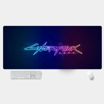 Abbildung von Cyberpunk Gaming Mauspad, großes Mauspad mit genähten Kanten, rutschfeste Gummiunterseite, Büro, Computer, Laptop, Tastatur, (1, 800 x 300 3 mm)