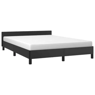 Abbildung von vidaXL Bettgestell mit Kopfteil Kunstlederbett Doppelbett Polsterbett Bett Bettrahmen Schlafzimmerbett Schlafzimmermöbel Schwarz 140x200cm Kunstleder