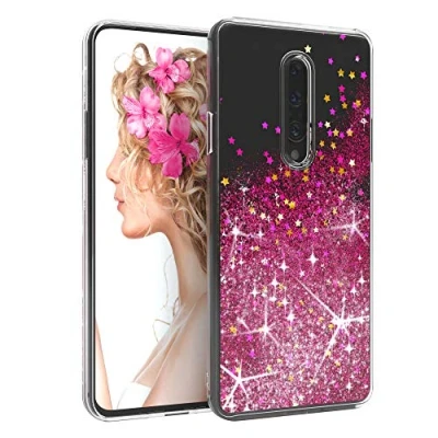 Abbildung von EAZY CASE Hülle kompatibel mit OnePlus 7 Pro Schutzhülle Flüssig Glitzer, Handyhülle, Schutzhülle, Back Cover Glitter Flüssigkeit, TPU/Silikon, Transparent/Durchsichtig, Pink