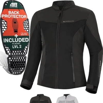 Abbildung von SHIMA OPENAIR LADY Motorradjacke Damen Leichte, Atmungsaktive Sommer Mesh Motorcycle Stadt Textiljacke Männer mit CE Schulter Ellbogen und Rückenprotektoren, Breitenverstellung (Schwarz, M)