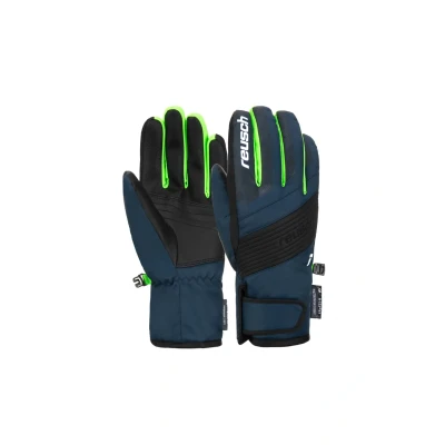 Abbildung von Reusch DUKE RTEX XT Junior Fingerhandschuh für Kinder, Größe: 4, Blck dres blue neon green