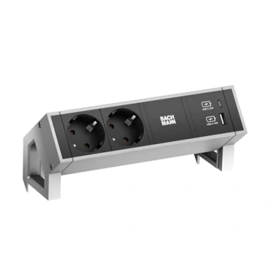 Abbildung von Bachmann Steckdosenleiste Desk 2 2X Steckdosen, 1x USB C/USB A Charger INOX