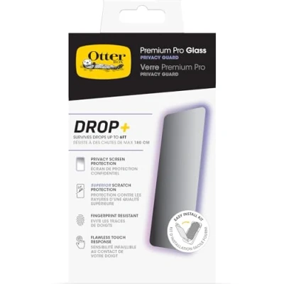 Abbildung von OtterBox Premium Glass Displayschutz für iPhone 15, gehärtetes Glas, hervorragender Kratzschutz, übersteht Stürze bis zu 0,9m, antimikrobieller Schutz
