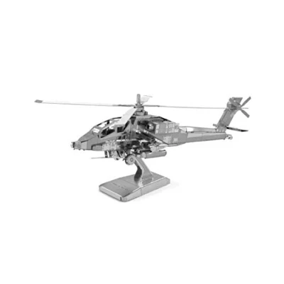 Abbildung von Fascinations MMS083 Metal Earth 502470 Boeing AH 64 Apache, lasergeschnittener 3D Konstruktionsbausatz, 2 Metallplatinen, ab 14 Jahren
