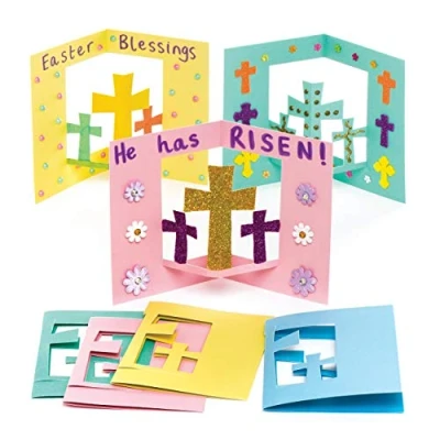 Abbildung von Baker Ross AW293 Pop Up Karten mit Kreuz, Bastelprojekt zu Ostern für Kinder, 8 Stück