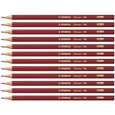 Abbildung von Bleistift STABILO Schwan in rot Härtegrad 2H 12er Pack