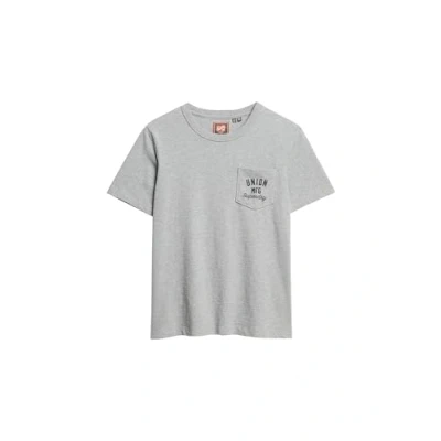 Abbildung von Superdry Workwear Embroider Pocket Tshirt print, Damen, Größe: 36, Grey marl