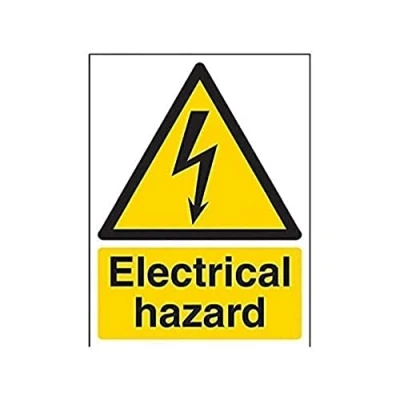 Abbildung von vsafety Schilder 68018 an s &quot;E Hazard ACHTUNG Elektrische Schild, selbstklebend, Hochformat, 150 mm x 200 mm, schwarz/gelb