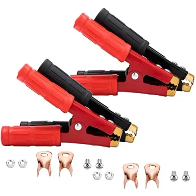 Abbildung von HuaLiSiJi Krokodilklemmen Groß 16cm 4 Stück Starterkabel Klemmen 1000A Auto Reinkupfer mit Isoliermantel für Autobatterien Starthilfekabel (1000A 4Stück)