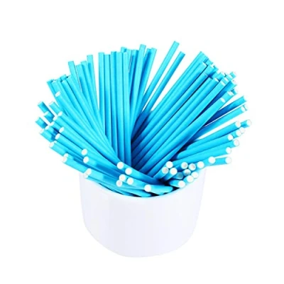 Abbildung von Lollipop Sticks Bunte Bonbons Lolly für die Herstellung von Lollipops Cake Pops Bonbons, Schokolade 100 Stück(Blau)