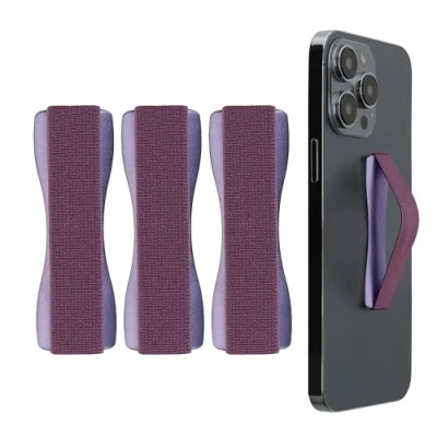 Abbildung von kwmobile Smartphone Fingerhalter 3 Set Handy Halter Griff Halterung Einhandbedienung 3X Handyhalter in Metallic Brombeere