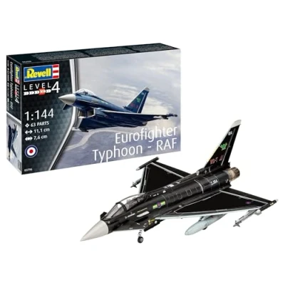 Abbildung von Revell Modellbau I Eurofighter Typhoon RAF Bausatz Maßstab 1:144 63 Teile Bastelset ab 12 Jahren Präzises Flugzeugmodell mit realistischen Details