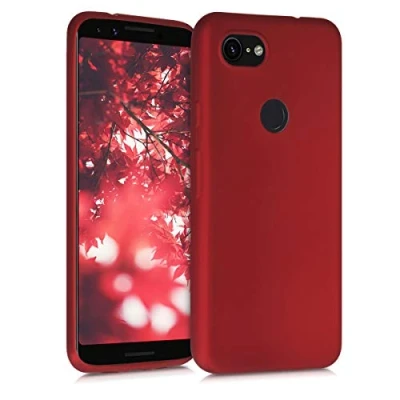 Abbildung von kwmobile Case kompatibel mit Google Pixel 3a Hülle Schutzhülle aus Silikon metallisch schimmernd Handyhülle Metallic Dunkelrot