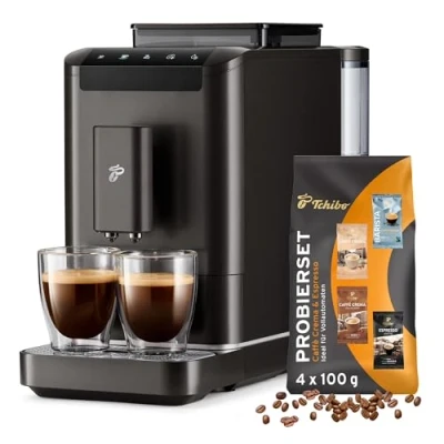 Abbildung von Tchibo Kaffeevollautomat Esperto2 Caffè mit 2 Tassen Funktion für Crema und Espresso, Granite Black INKLUSIVE Kaffeeprobierset GRATIS