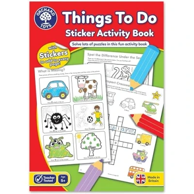 Abbildung von Orchard Toys Things to Do Sticker Colouring Book, Educational and Activity Perfect for Kids Age 5 Years +, Ideal Parties