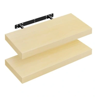 Abbildung von WOLTU Wandregal 2er Wandboard Bücherregal Regale für Deko Wandablagen aus MDF Holz,Hängeregal Gelb Eiche, 50x22.9x3.8 cm RG9368kei 2