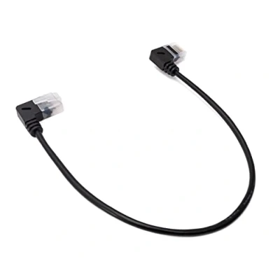 Abbildung von System S LAN Kabel 25 cm RJ45 8P8C STP Cat6 Stecker zu Winkel Adapter Schwarz