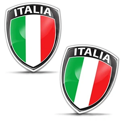 Abbildung von Biomar Labs® 2 x Aufkleber 3D Gel Silikon Abzeichen Stickers Auto Motorrad Fahrrad Fenster Tür PC Handy Tablet Laptop Italy Italien Italienisch Italian Flagge Fahne Flag F 148