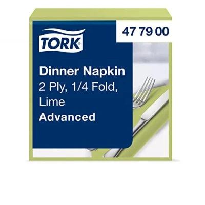 Abbildung von Tork 477900 Dinnerservietten Limone / 2 lagige Papierservietten Großzügige Maße Passend für jede Gelegenheit Advanced Qualität 12 x 150 Servietten 39 cm (B L) 1/4 Falz