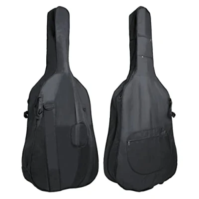 Abbildung von GEWA Pure Kontrabass Gig Bag 1/2 Classic BS01 (3mm Schaumstoffpolsterung, Große Notentasche, Saitentasche, Zubehörtasche, Bogentasche, stilvoller Schutz für Ihren Kontrabass), Schwarz