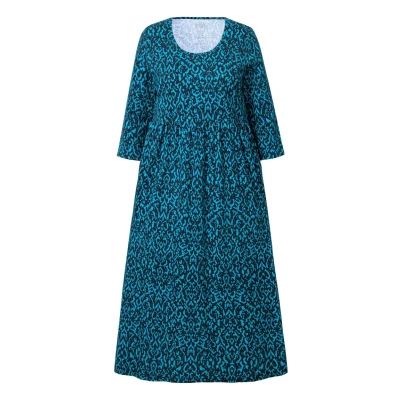 Abbildung von Ulla Popken Damask 3/4 Sleeve Jerseykleid, Damen, Größe: 46/48, Mint turquoise