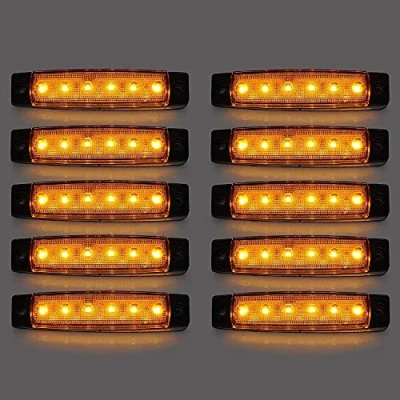 Abbildung von Seitenmarkierungsleuchten, 10 Stück Side Marker Lights Auto Markierungsleuchten Autoseiten Anzeigelampen 6SMD LED Vordere Heckleuchte Positionsleuchten 12V für Wohnmobil LKW (Gelb)