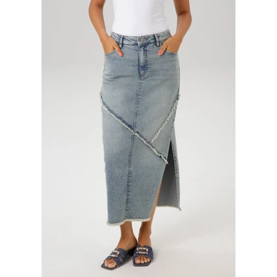 Abbildung von Aniston CASUAL Jeansrock, mit raffiniertem Seitenschlitz NEUE KOLLEKTION